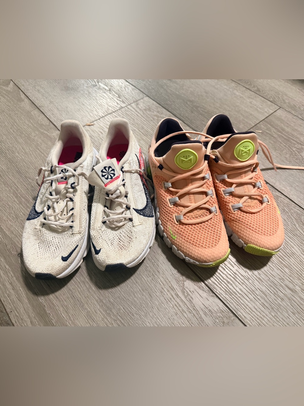 Nike women  Peach and White Athletic Sneakers